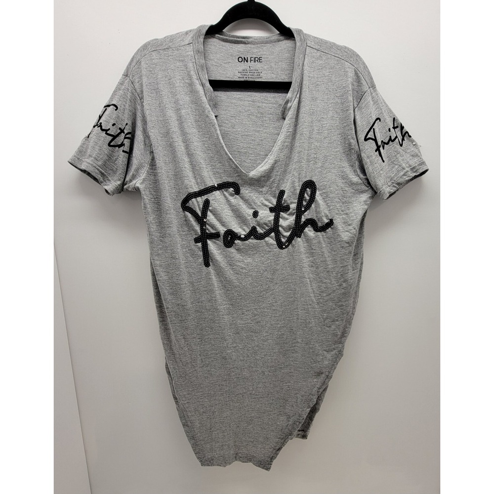 On Fire Faith Women's Pullover Tunic Top Large